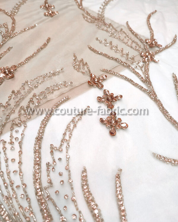 Rose gold color embroidery couture lace - Image 26