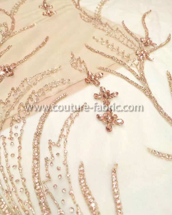 Rose gold color embroidery couture lace - Image 11