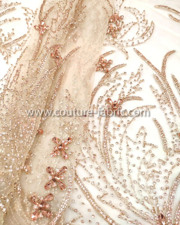 Rose gold color embroidery couture lace