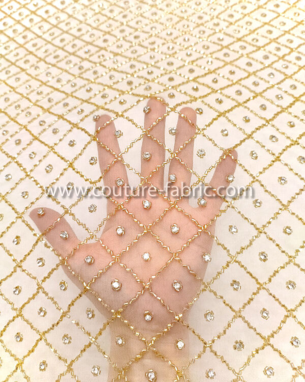 Gold color embroidery couture lace - Image 3