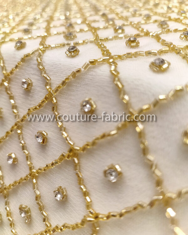 Gold color embroidery couture lace - Image 4