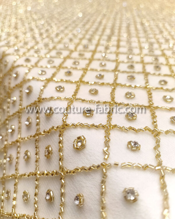 Gold color embroidery couture lace - Image 2