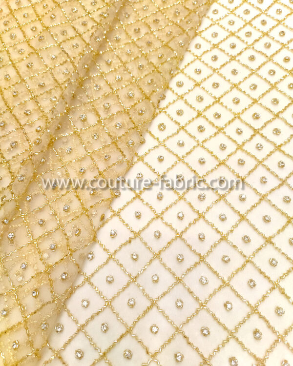 Gold color embroidery couture lace