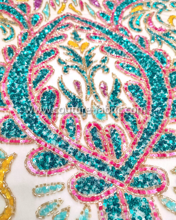 Multicolor color embroidery couture lace - Image 5