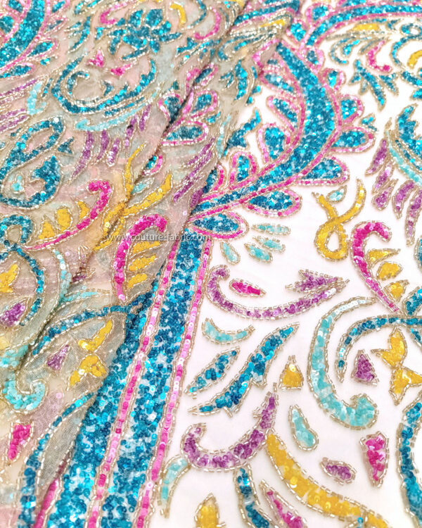 Multicolor color embroidery couture lace - Image 15