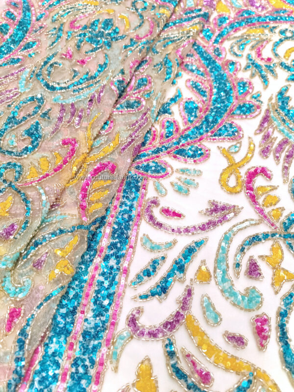 Multicolor color embroidery couture lace - Image 14