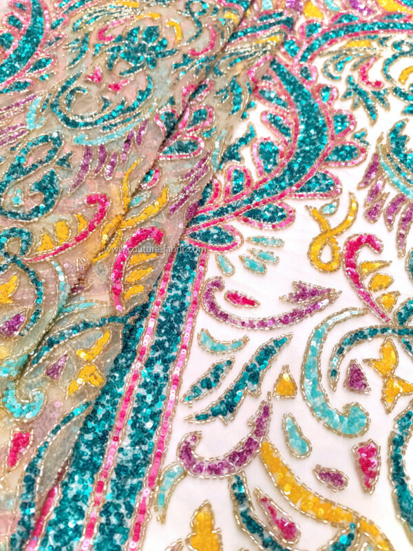 Multicolor color embroidery couture lace - Image 27