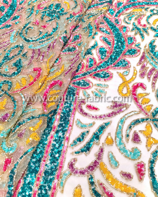 Multicolor color embroidery couture lace