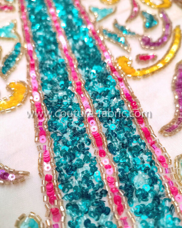 Multicolor color embroidery couture lace - Image 9