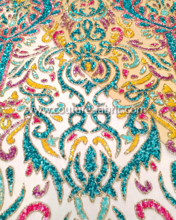 Multicolor color embroidery couture lace - Image 10