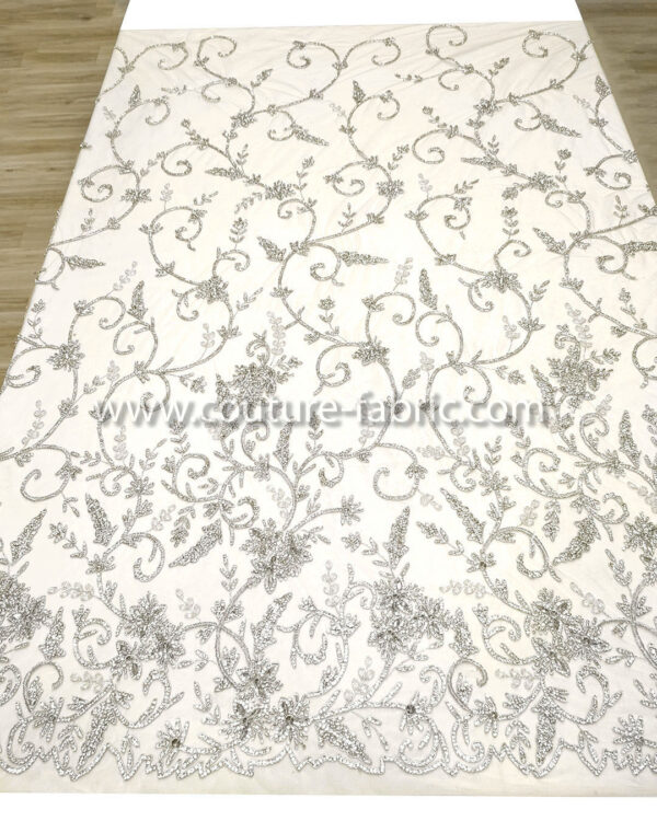 Silver color embroidery couture lace - Image 11