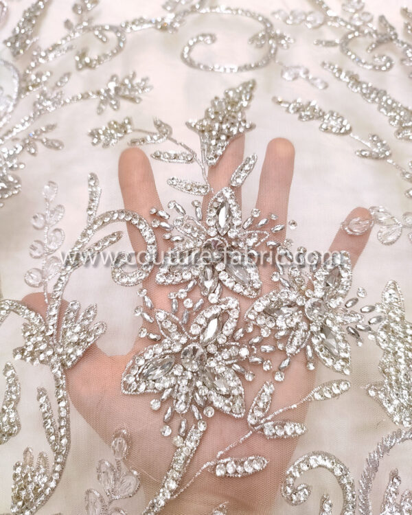 Silver color embroidery couture lace - Image 20