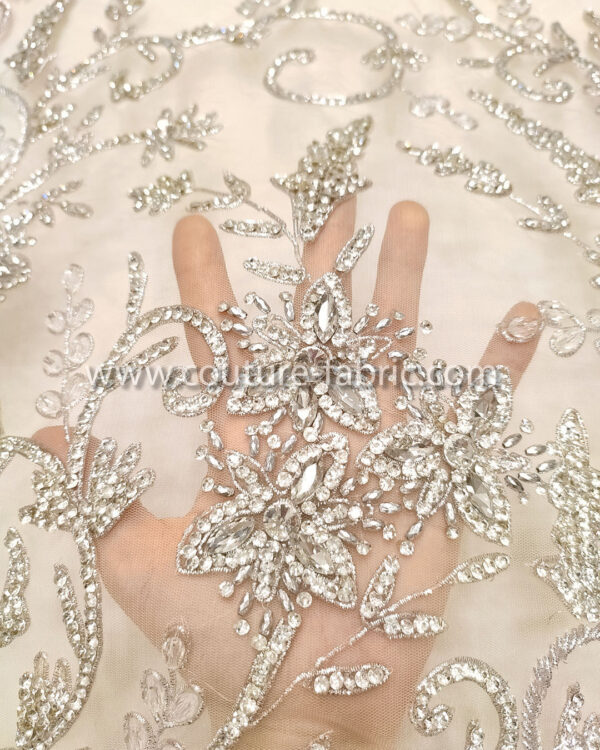 Silver color embroidery couture lace - Image 3