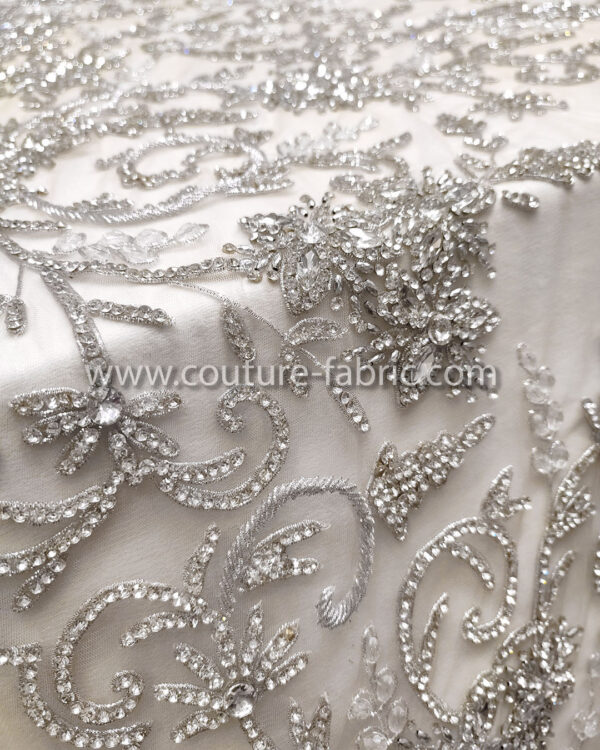 Silver color embroidery couture lace - Image 14