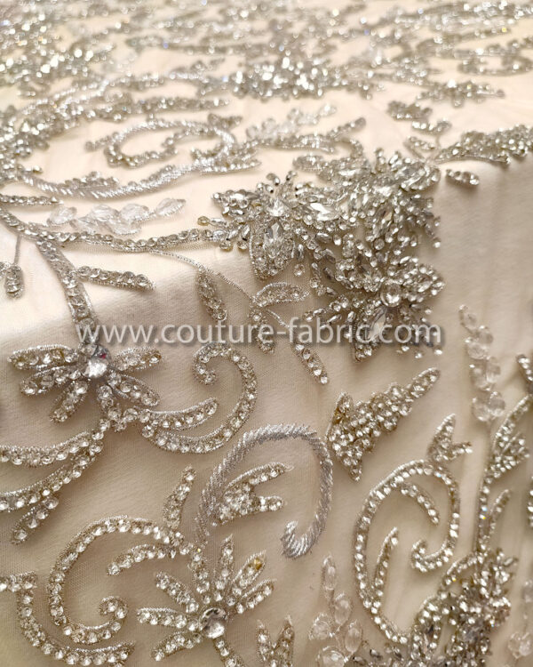 Silver color embroidery couture lace - Image 4