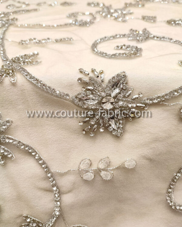 Silver color embroidery couture lace - Image 5