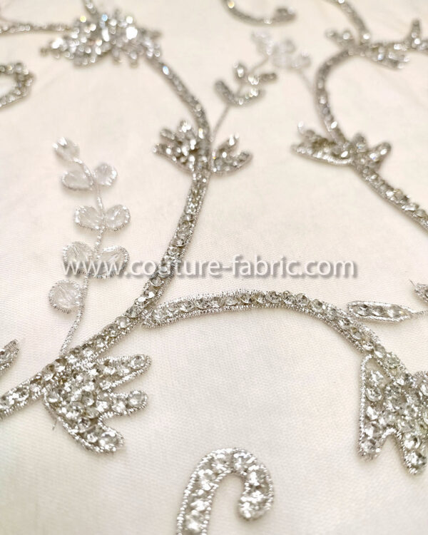 Silver color embroidery couture lace - Image 6