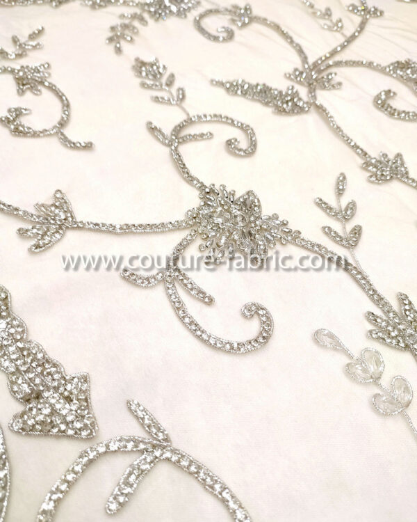 Silver color embroidery couture lace - Image 2