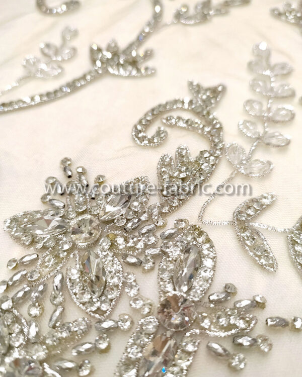 Silver color embroidery couture lace - Image 7