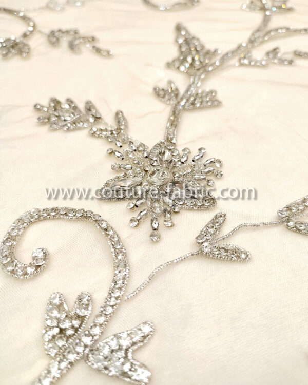 Silver color embroidery couture lace - Image 8