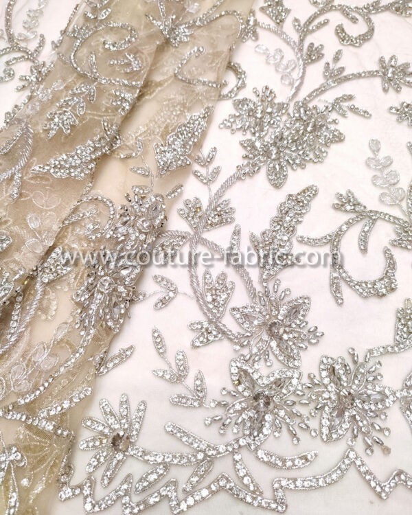 Silver color embroidery couture lace - Image 18