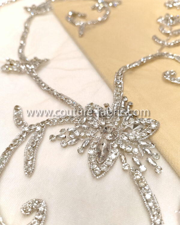 Silver color embroidery couture lace - Image 10