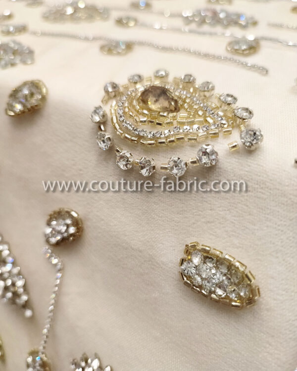 Silver color embroidery couture lace - Image 5