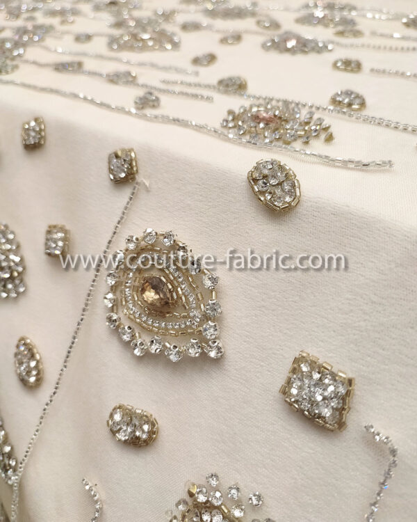 Silver color embroidery couture lace - Image 4