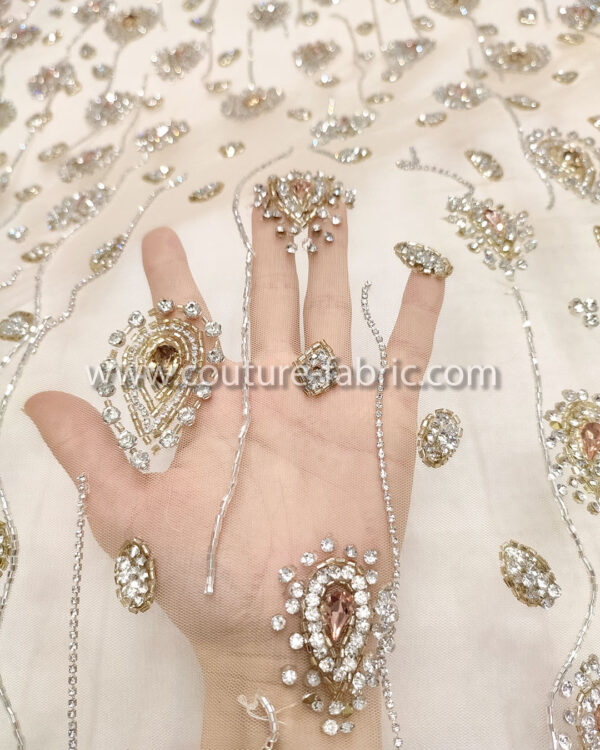 Silver color embroidery couture lace - Image 3