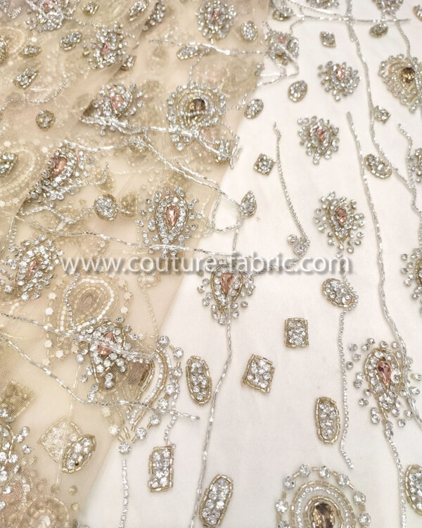 Silver color embroidery couture lace