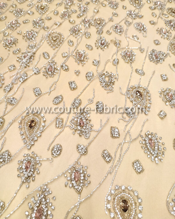 Silver color embroidery couture lace - Image 6