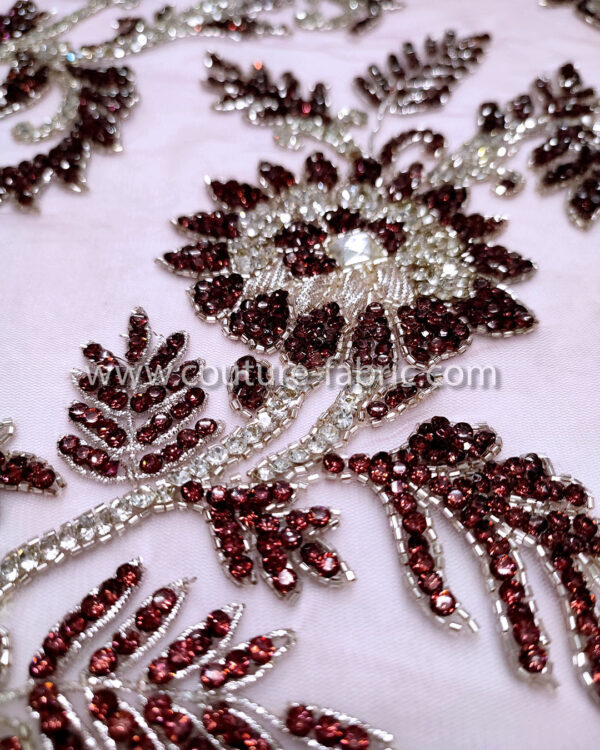 Purple color embroidery couture lace - Image 4