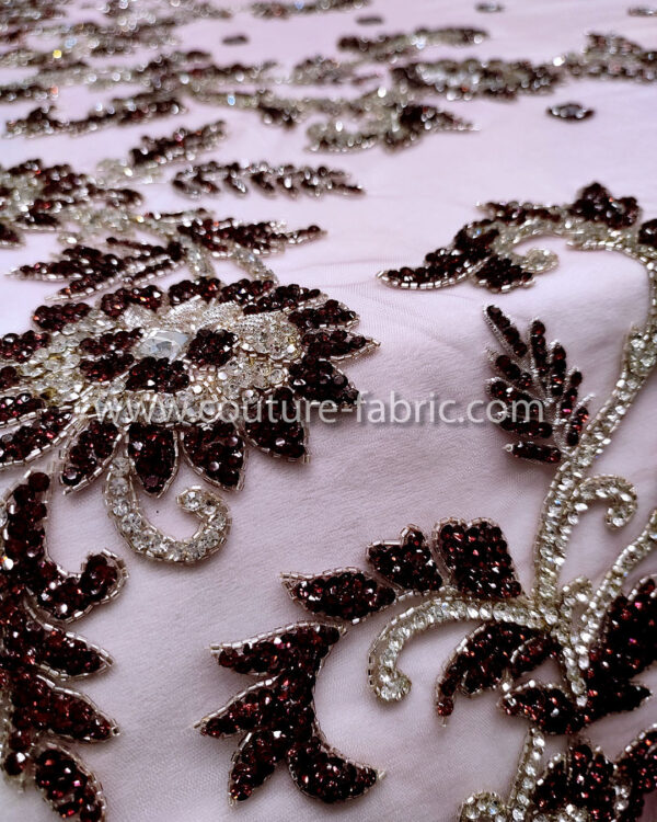 Purple color embroidery couture lace - Image 6