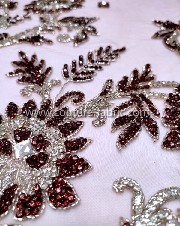 Purple color embroidery couture lace - Image 2