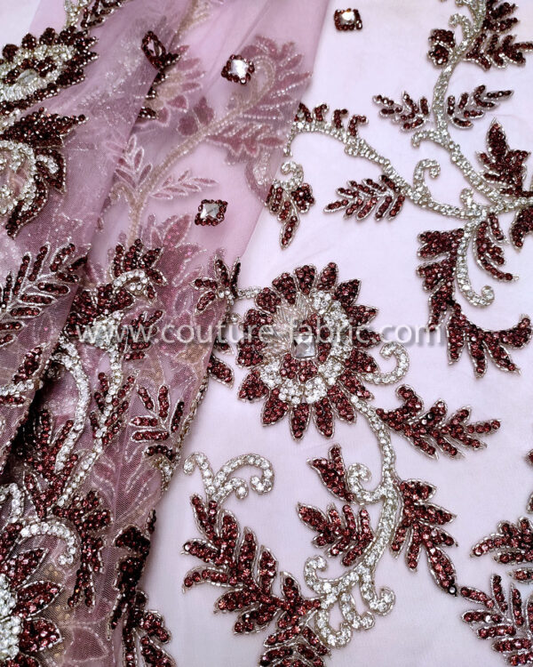 Purple color embroidery couture lace