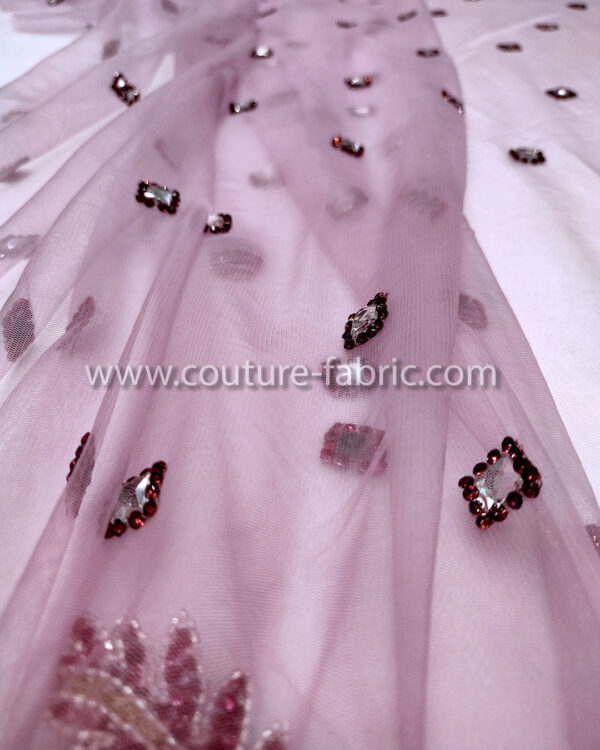 Purple color embroidery couture lace - Image 9