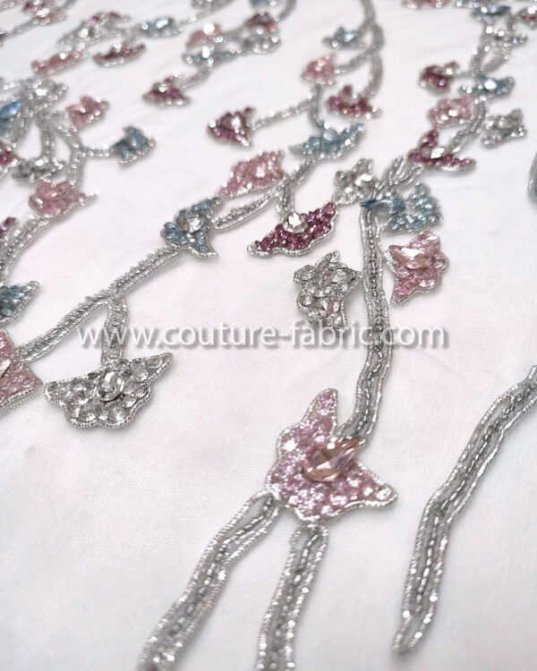 Grey color embroidery couture lace - Image 2