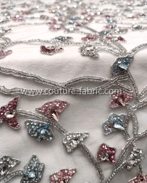 Grey color embroidery couture lace - Image 4