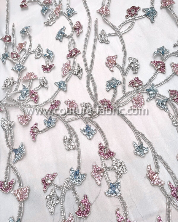 Grey color embroidery couture lace - Image 8