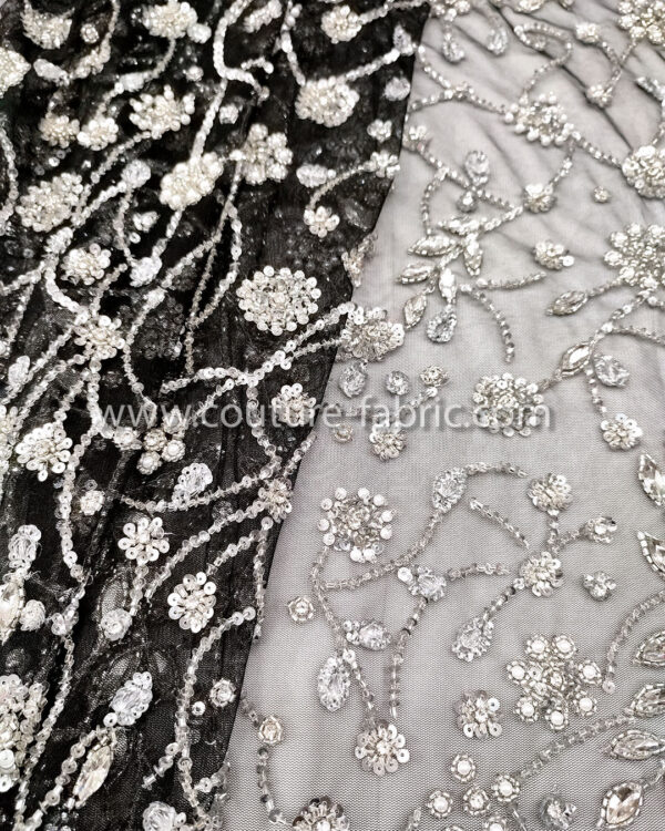 Black color embroidery couture lace - Image 12