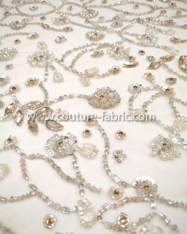 Silver color embroidery couture lace - Image 2