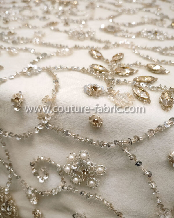 Silver color embroidery couture lace - Image 6