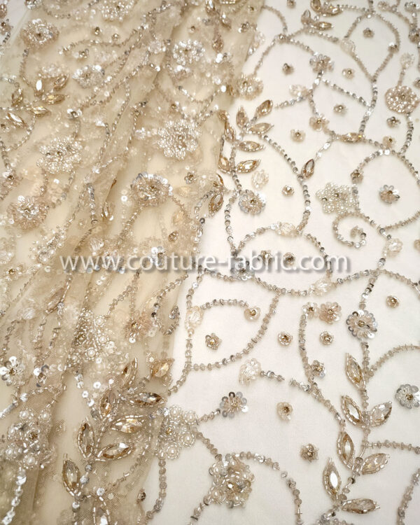 Silver color embroidery couture lace