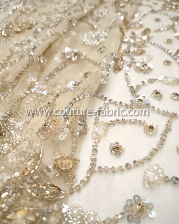 Silver color embroidery couture lace - Image 5