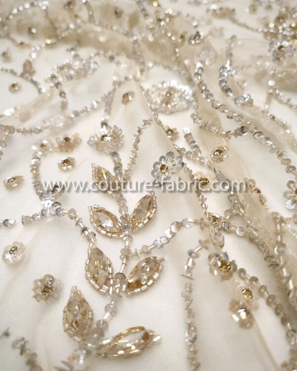 Silver color embroidery couture lace - Image 7