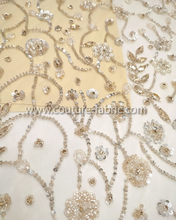 Silver color embroidery couture lace - Image 9