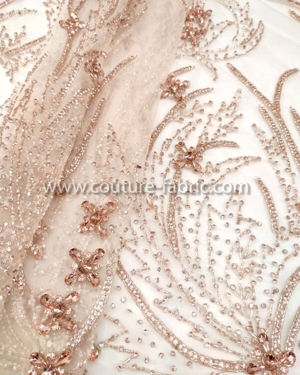 Rose gold color embroidery couture lace - Image 28