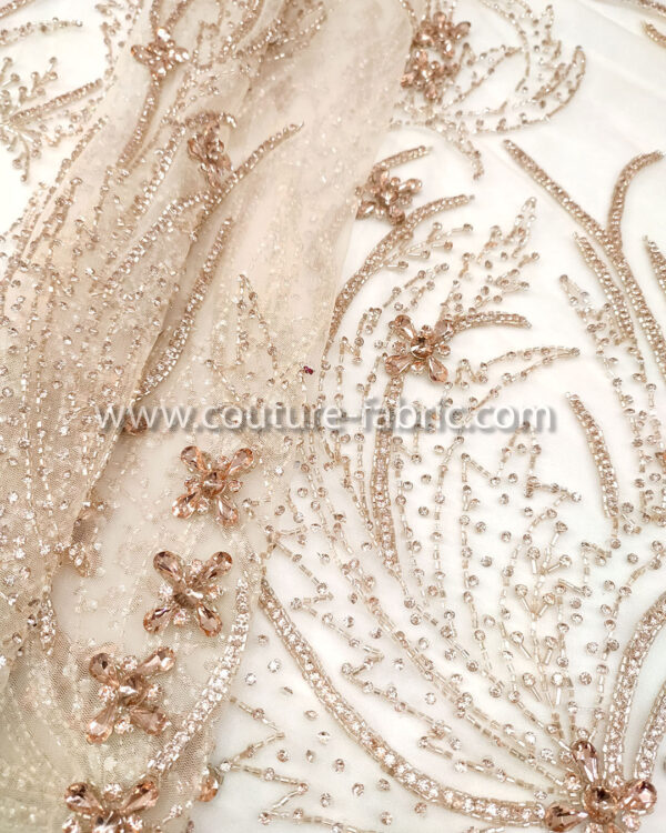 Rose gold color embroidery couture lace - Image 14