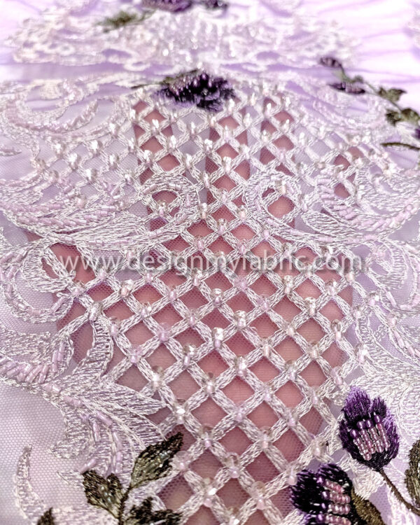 Purple pearls lace fabric #20445 - Image 3