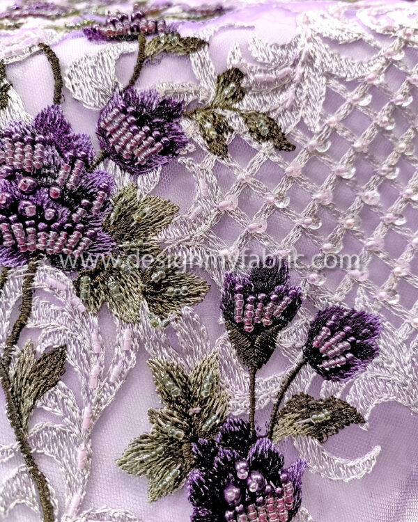 Purple pearls lace fabric #20445 - Image 4